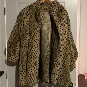 3/4 length faux fur cheetah coat